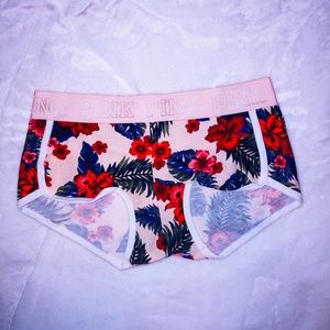 Victoria secret pink logo boyshort panty floral M